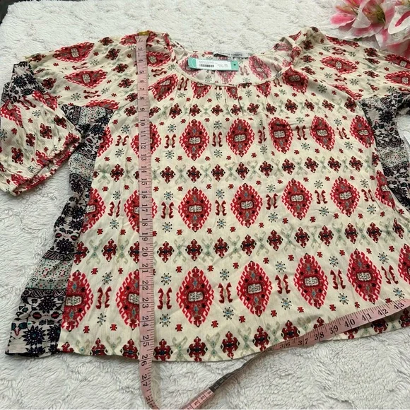 NWT Collective Concepts - Tobar Keyhole Front Top Boho Tribal Print XXL - Picture 7 of 11